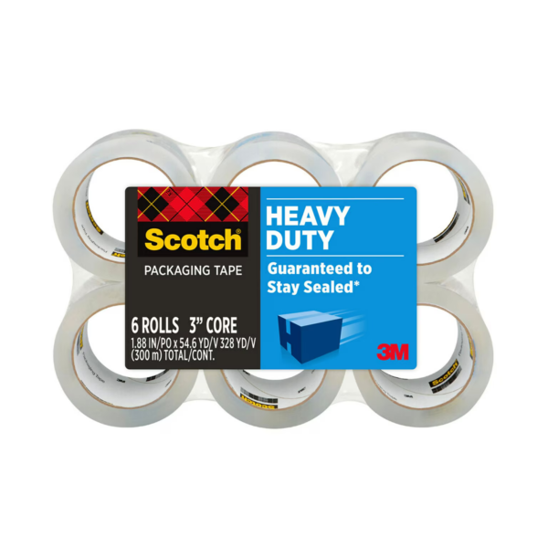 Scotch Heavy Duty Packing Tape, 1.88" x 54.6 yds., Clear, 6/Pack (38506)