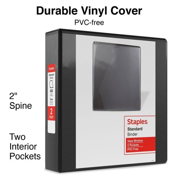 Standard 2" 3 Ring View Binder with D-Rings, Black (26443-CC)