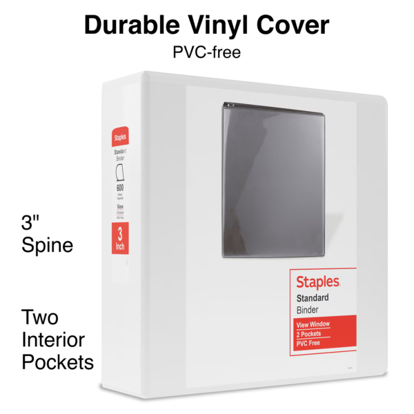 Standard 3" 3 Ring View Binder with D-Rings, White (26450-CC)